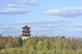 Chinese pagoda surrounded by green trees, Changchun, China Royalty Free Stock Photo