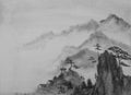 Chinese painting mountains and clouds