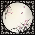 Chinese painting of Orchid and butterfly in ink style Royalty Free Stock Photo