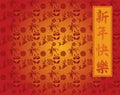 Chinese panda and bamboo New Year background Royalty Free Stock Photo