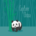 Chinese panda bear vector illustration. Travel to China concept design element Royalty Free Stock Photo