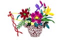 Chinese paper-cut color flower basket