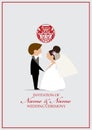 Chinese paper cut style wedding invitation card template Royalty Free Stock Photo