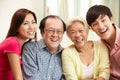 Chinese Parents With Adult Children Relaxing