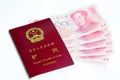 Chinese passport and money Royalty Free Stock Photo