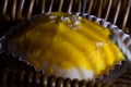 chinese pastry with egg yolk lava.foil packaging Royalty Free Stock Photo