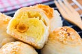Chinese pastry with egg yolk and white sesame