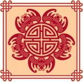 Chinese Pattern - Five Bats with Prosperity Blessings Symbol and Frame