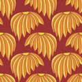 Chinese pattern in red and yellow colors for textile design. Chrysanthemum seamless vector pattern