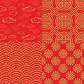 Chinese pattern set with traditional designs. Royalty Free Stock Photo