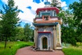 Chinese pavilion creaking gazebo in Catherine Park in Tsarskoye Selo, Pushkin, Russia Royalty Free Stock Photo