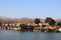 Chinese pavillions in The Summer Palace, Beijing, China. This photo was taken on December 19, 2017 Royalty Free Stock Photo