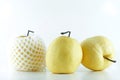 Chinese pear or Asian Nashi pear fruit with stem. Royalty Free Stock Photo