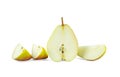 Chinese pear fruit sliced isolated on white background with clipping path Royalty Free Stock Photo