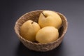 Chinese pear fruits on black background Royalty Free Stock Photo