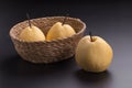 Chinese pear fruits on black background Royalty Free Stock Photo