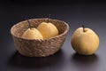 Chinese pear fruits on black background Royalty Free Stock Photo