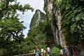 Chinese peole visit karst moutains