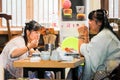 Chinese people, Chinese girls eating in restaurant