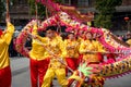 Chinese people folk custom dragon dance in wuhan city,china