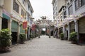 Chinese people and foreigner travelers travel and walk visit on Paifang Street in old town and ancient city center of Chaozhou Royalty Free Stock Photo