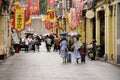 Chinese people and foreigner travelers travel and walk visit on Paifang Street in old town and ancient city center of Chaozhou Royalty Free Stock Photo