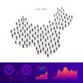 Chinese people icon map. Detailed vector silhouette. Mixed crowd of men and women. Population infographics Royalty Free Stock Photo