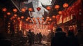 Red lanterns and decorations Chinese people market Royalty Free Stock Photo