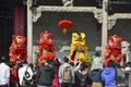 Chinese people playing lion dance Royalty Free Stock Photo