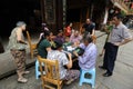 Chinese people are playing mahjong