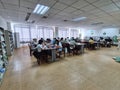 Chinese people reading in a public library, wuhan city