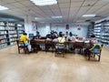 Chinese people reading in a public library, wuhan city