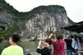 Chinese people visit the lijiang river