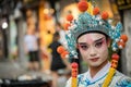 Chinese person in folk costume in Ci Qi Kou Ancient town in Chongqing