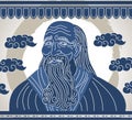 chinese philosopher in blue and white porcelain style Royalty Free Stock Photo