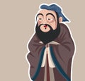 Chinese Philosopher Confucius Vector Caricature Illustration