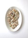 Chinese poached chicken on a white background