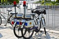 Chinese police bicycle on the street.