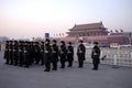 Chinese Polices standing in front of Tiananmen Square, Beijing Royalty Free Stock Photo