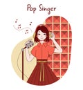 Chinese pop music. Musicians singing with a microphone. Popular