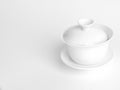Chinese porcelain gaiwan for tea ceremony on white background. Traditional chinese tea ceremony utensil