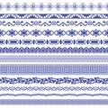 Chinese porcelane seamless borders vector set.