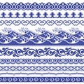 Chinese porcelane seamless borders vector set.