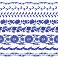 Chinese porcelane seamless borders vector set.