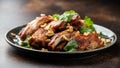 Chinese Pork ribs with peanuts and coriander Royalty Free Stock Photo