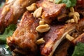 Chinese Pork ribs with peanuts and coriander Royalty Free Stock Photo