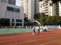 Chinese primary school students in the school playground Physical Education