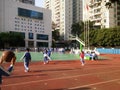 Chinese primary school students in the school playground Physical Education