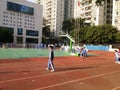 Chinese primary school students in the school playground Physical Education