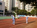 Chinese primary school students in the school playground Physical Education